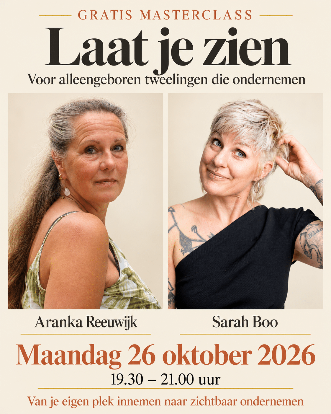 Gratis masterclass voor tweelingondernemers